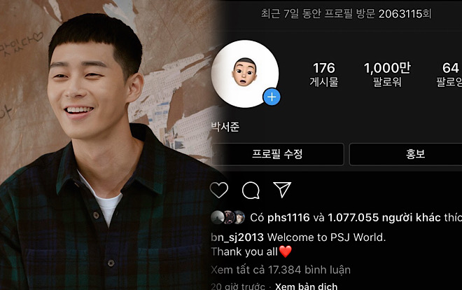 Park Seo Joon phấn khích khi đạt 10 triệu lượt theo dõi trên ...