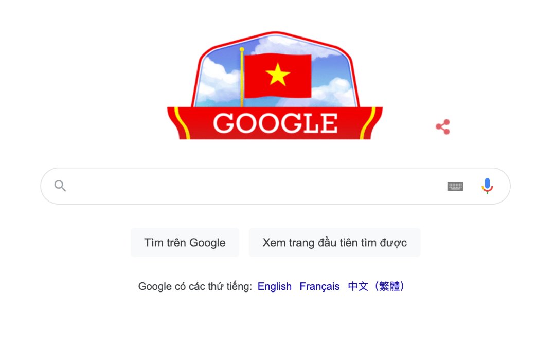 Google thay đổi giao diện chào mừng Quốc khánh Việt Nam